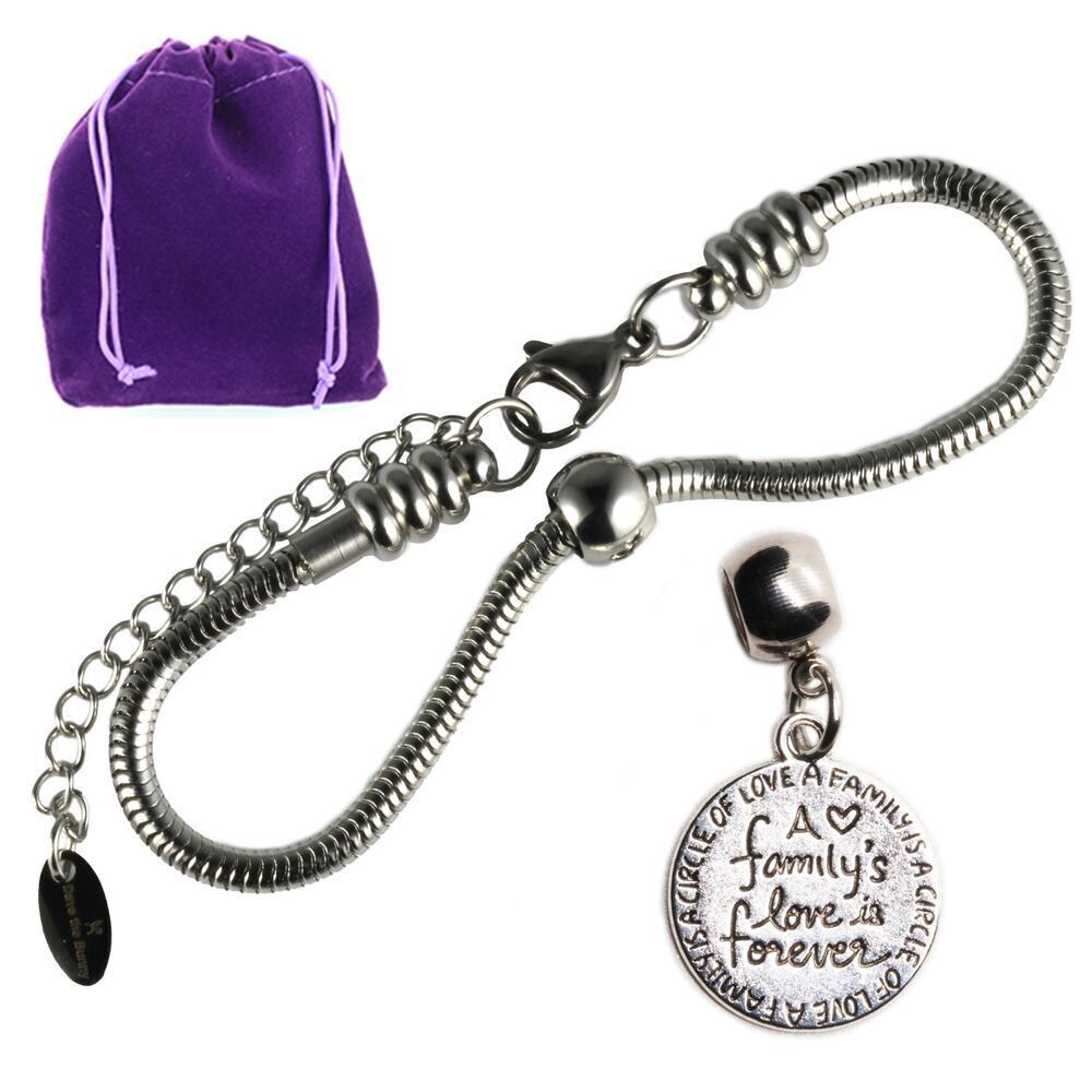 Dave the Bunny Love Bracelet Charm A Family’s Love Is Forever with Gift Pouch